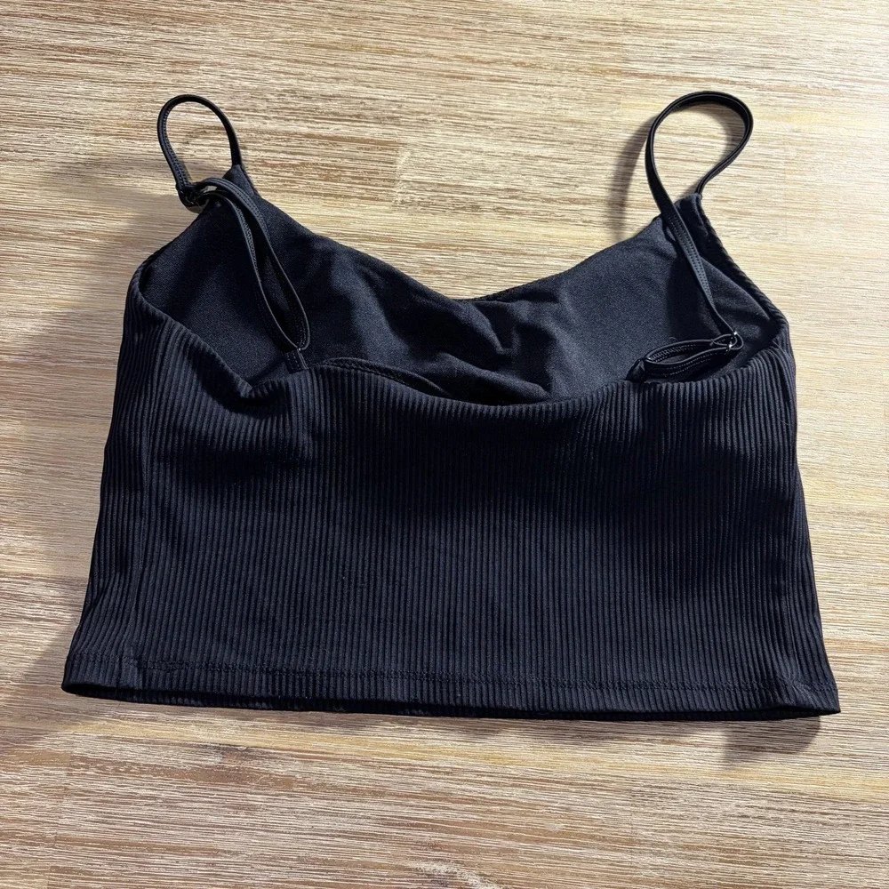 Women's Body Glove Built In Bra Spaghetti Strap Crop Top Size Medium Black
